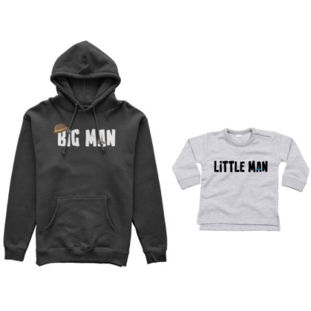 Coordinato felpe o body lupetto neonato padre figlio big man little man little lady Per il papà