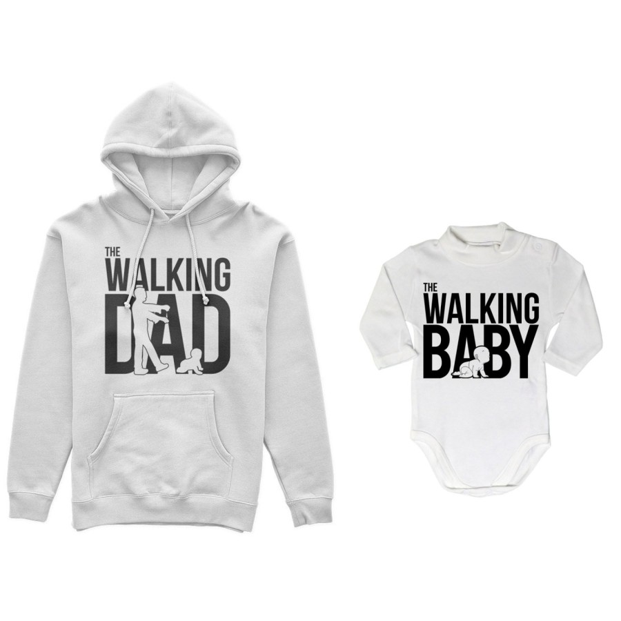 Coordinato felpe o body lupetto neonato padre figlio the walking dad the walking baby zombie Per il papà