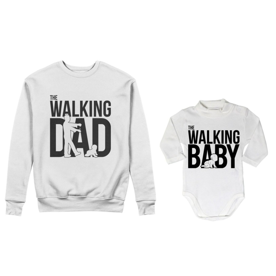 Coordinato felpe o body lupetto neonato padre figlio the walking dad the walking baby zombie Per il papà