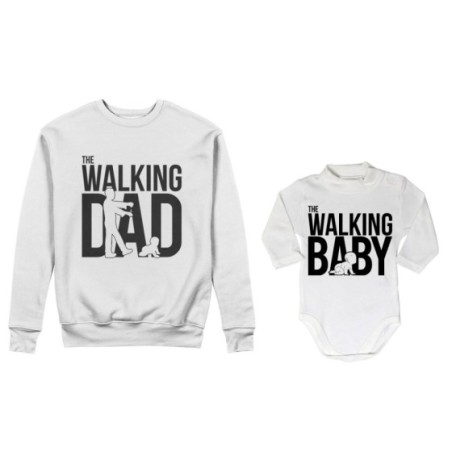 Coordinato felpe o body lupetto neonato padre figlio the walking dad the walking baby zombie Per il papà