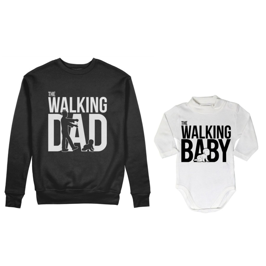 Coordinato felpe o body lupetto neonato padre figlio the walking dad the walking baby zombie Per il papà