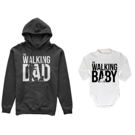 Coordinato felpe o body lupetto neonato padre figlio the walking dad the walking baby zombie Per il papà