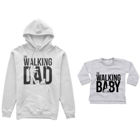 Coordinato felpe o body lupetto neonato padre figlio the walking dad the walking baby zombie Per il papà