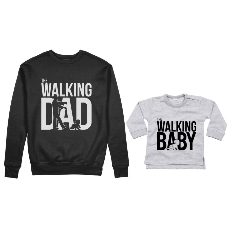 Coordinato felpe o body lupetto neonato padre figlio the walking dad the walking baby zombie Per il papà