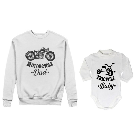 Coordinato felpe o body lupetto neonato padre figlio motorcycle dad tricycle baby Per il papà