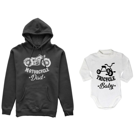 Coordinato felpe o body lupetto neonato padre figlio motorcycle dad tricycle baby Per il papà 2