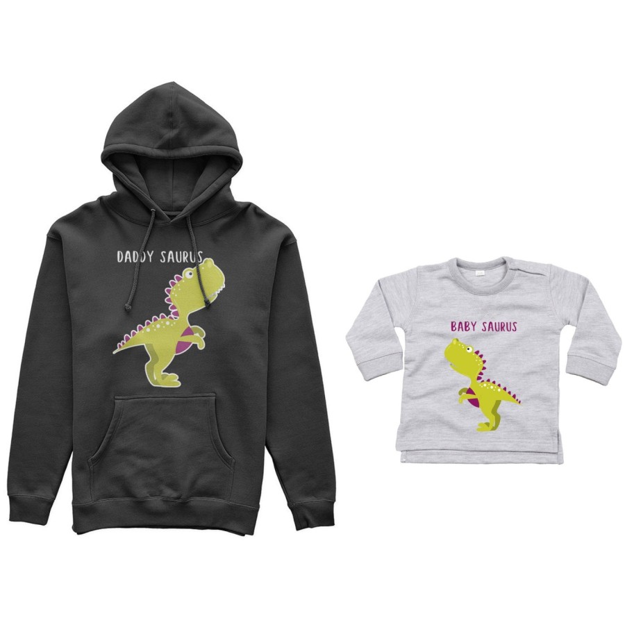 Coordinato felpe o body lupetto neonato padre figlio daddy saurus baby saurus Per il papà