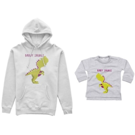 Coordinato felpe o body lupetto neonato padre figlio daddy saurus baby saurus Per il papà