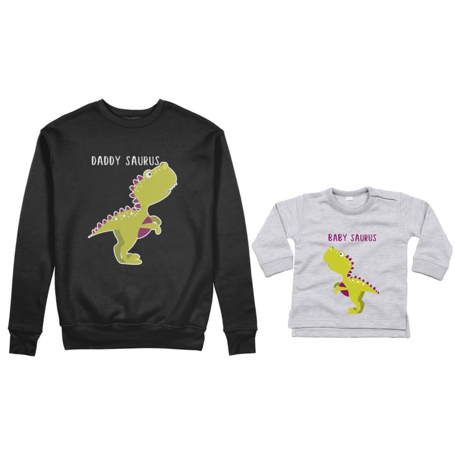 Coordinato felpe o body lupetto neonato padre figlio daddy saurus baby saurus Per il papà