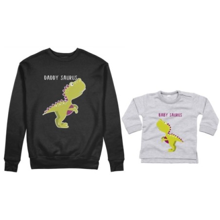 Coordinato felpe o body lupetto neonato padre figlio daddy saurus baby saurus Per il papà