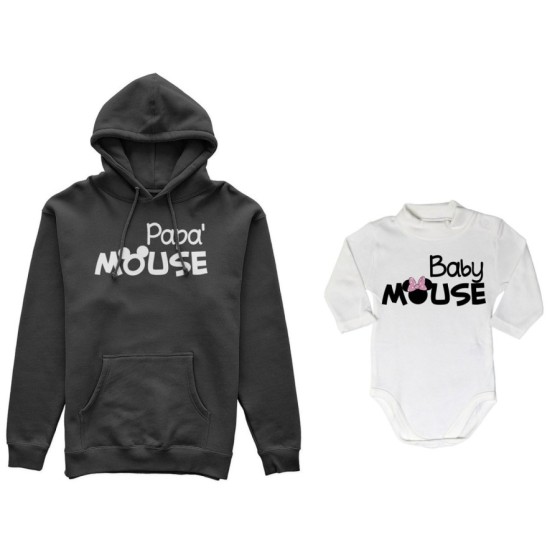 Coordinato felpe o body lupetto neonata padre figlia papà mouse baby minnnie mouse Per il papà