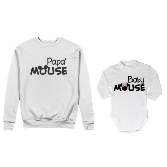 Coordinato felpe o body lupetto neonata padre figlia papà mouse baby minnnie mouse Per il papà 2