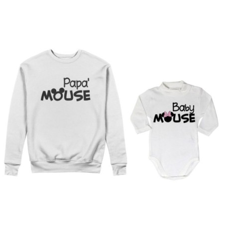 Coordinato felpe o body lupetto neonata padre figlia papà mouse baby minnnie mouse Per il papà