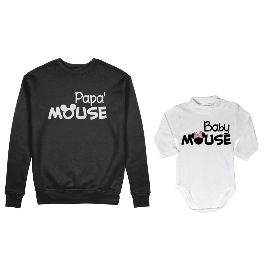 Coordinato felpe o body lupetto neonata padre figlia papà mouse baby minnnie mouse Per il papà