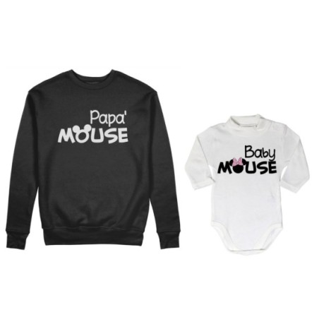 Coordinato felpe o body lupetto neonata padre figlia papà mouse baby minnnie mouse Per il papà