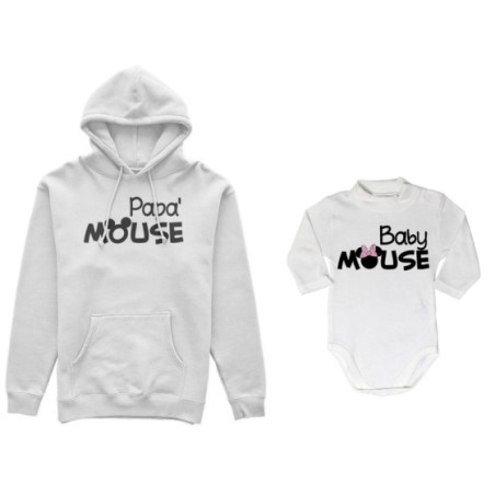 Coordinato felpe o body lupetto neonata padre figlia papà mouse baby minnnie mouse Per il papà