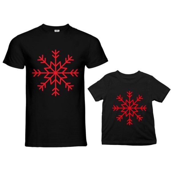 Coordinato t-shirt padre figlio personalizzabile con nome fiocco di neve Natale