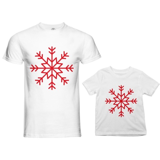 Coordinato t-shirt padre figlio personalizzabile con nome fiocco di neve Natale 2