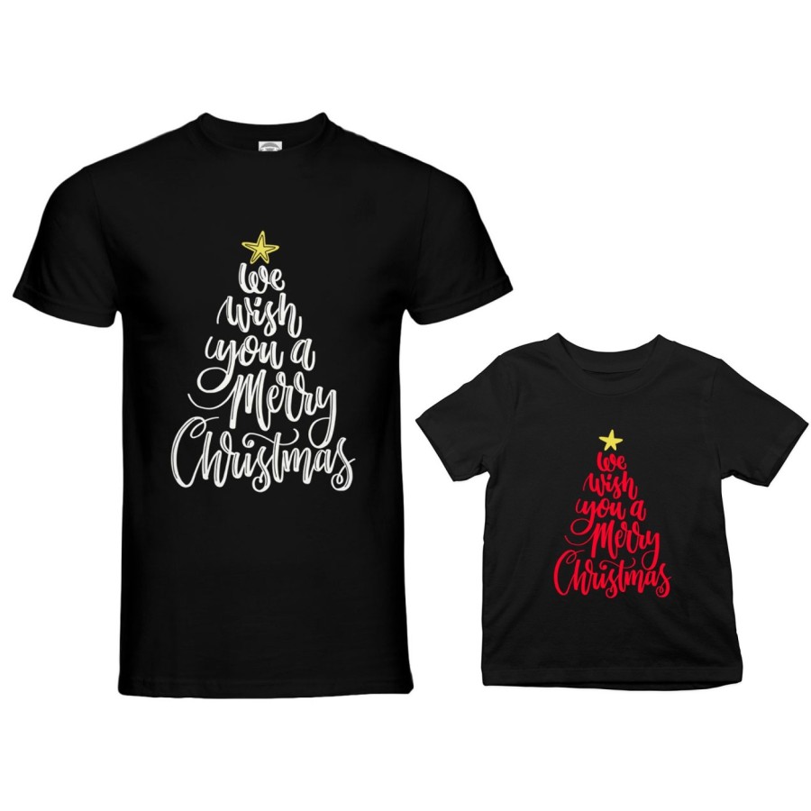 Coordinato t-shirt padre figlio we wish you a merry christmas Natale