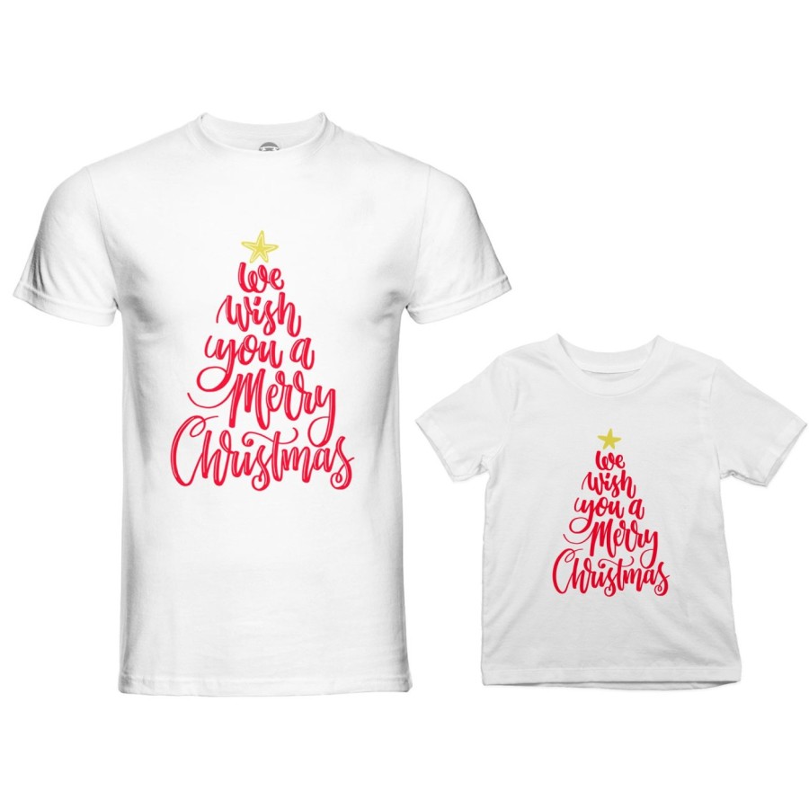 Coordinato t-shirt padre figlio we wish you a merry christmas Natale