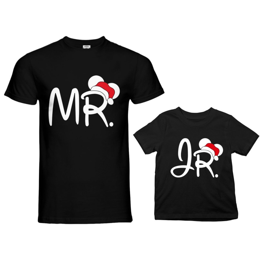 Coordinato t-shirt padre figlio personalizzabile con nome mr - jr Natale