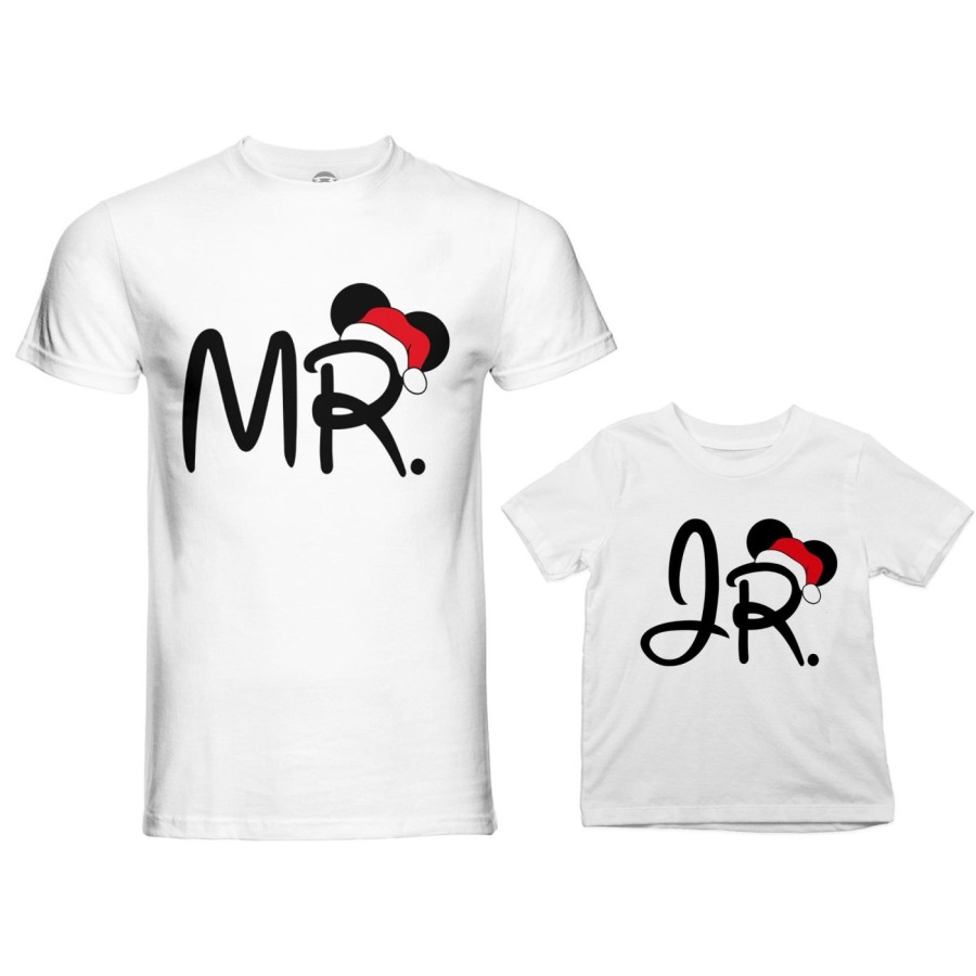 Coordinato t-shirt padre figlio personalizzabile con nome mr - jr Natale