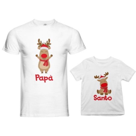 Coordinato t-shirt padre figlio personalizzabile con nome rudolph family Natale