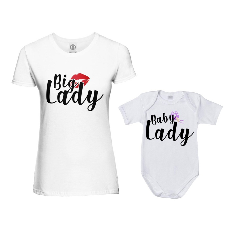 Coordinato t-shirt e body neonato madre figlio big lady baby lady baby boy Per la mamma
