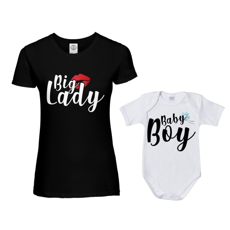 Coordinato t-shirt e body neonato madre figlio big lady baby lady baby boy Per la mamma