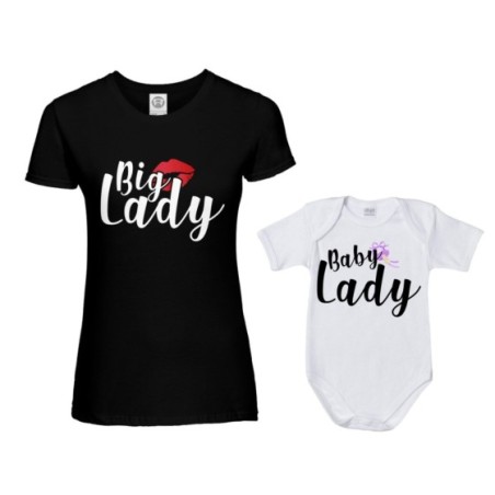 Coordinato t-shirt e body neonato madre figlio big lady baby lady baby boy Per la mamma