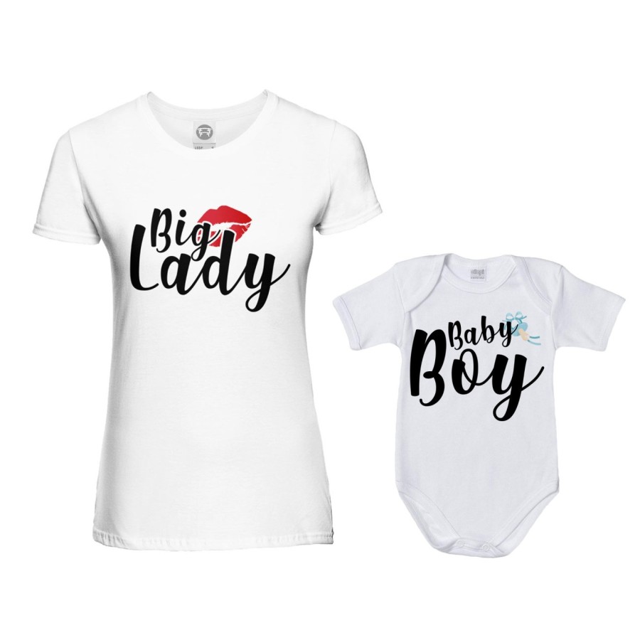 Coordinato t-shirt e body neonato madre figlio big lady baby lady baby boy Per la mamma
