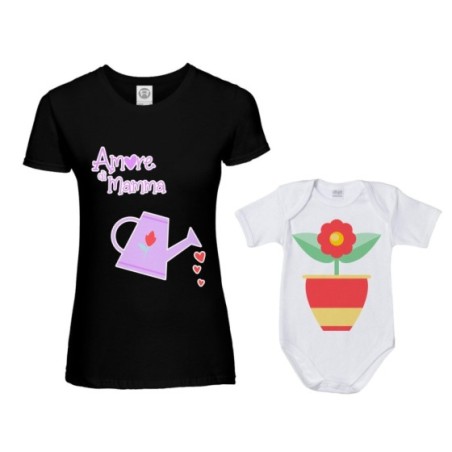 Coordinato t-shirt e body neonato madre figlio amore di...