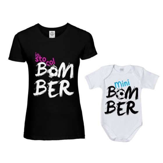 Coordinato t-shirt e body neonato madre figlio io sto col bomber mini bomber Per la mamma