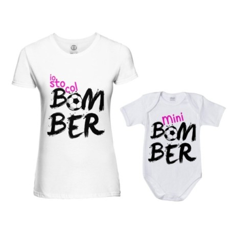 Coordinato t-shirt e body neonato madre figlio io sto col bomber mini bomber Per la mamma