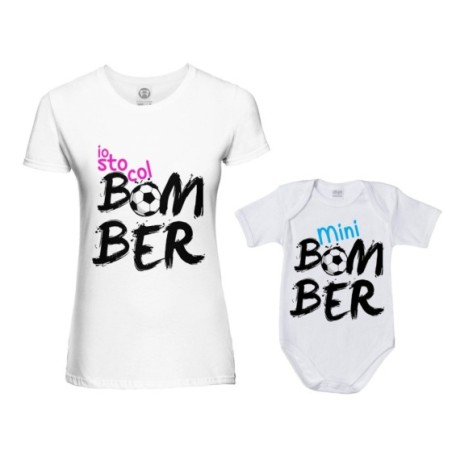 Coordinato t-shirt e body neonato madre figlio io sto col bomber mini bomber Per la mamma