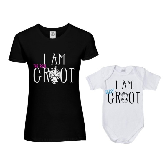 Coordinato t-shirt e body neonato madre figlio i am the real groot i am baby groot Per la mamma 2