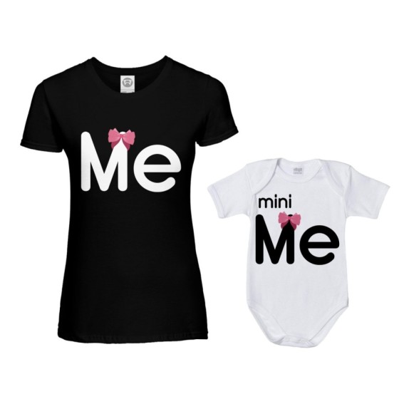 Coordinato t-shirt e body neonato madre figlio me mini me con fiocco Per la mamma