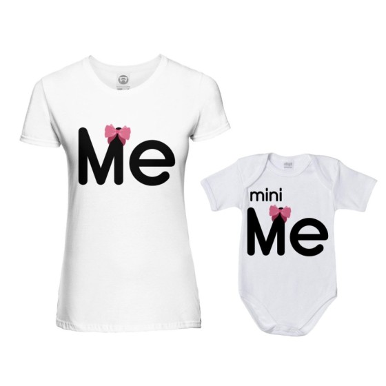 Coordinato t-shirt e body neonato madre figlio me mini me con fiocco Per la mamma 2