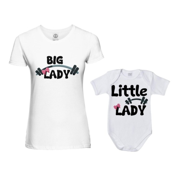Coordinato t-shirt e body neonato madre figlio big lady little lady little man fitness Per la mamma 2