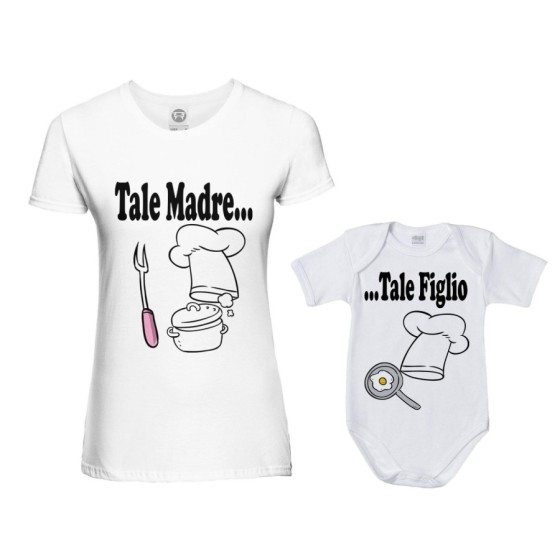 Coordinato t-shirt e body neonato madre figlio tale madre tale figlio tale figlia chef Per la mamma