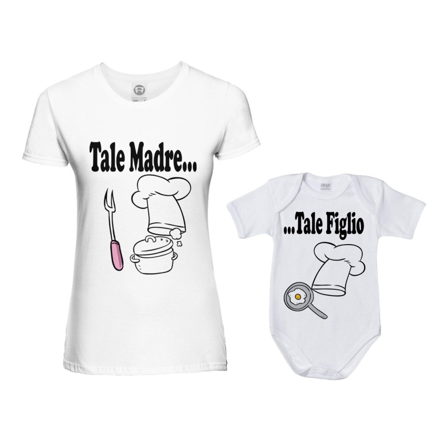 Coordinato t-shirt e body neonato madre figlio tale madre tale figlio tale figlia chef Per la mamma