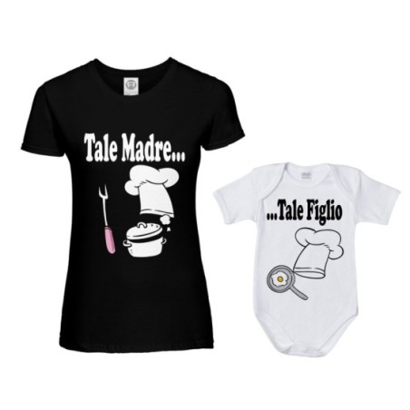 Coordinato t-shirt e body neonato madre figlio tale madre tale figlio tale figlia chef Per la mamma