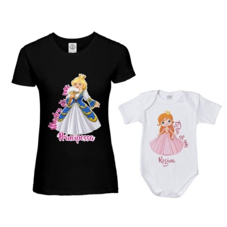 Coordinato t-shirt e body neonata madre figlia madre di...