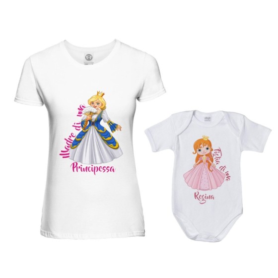 Coordinato t-shirt e body neonata madre figlia madre di una principessa figlia di una regina Per la mamma 2