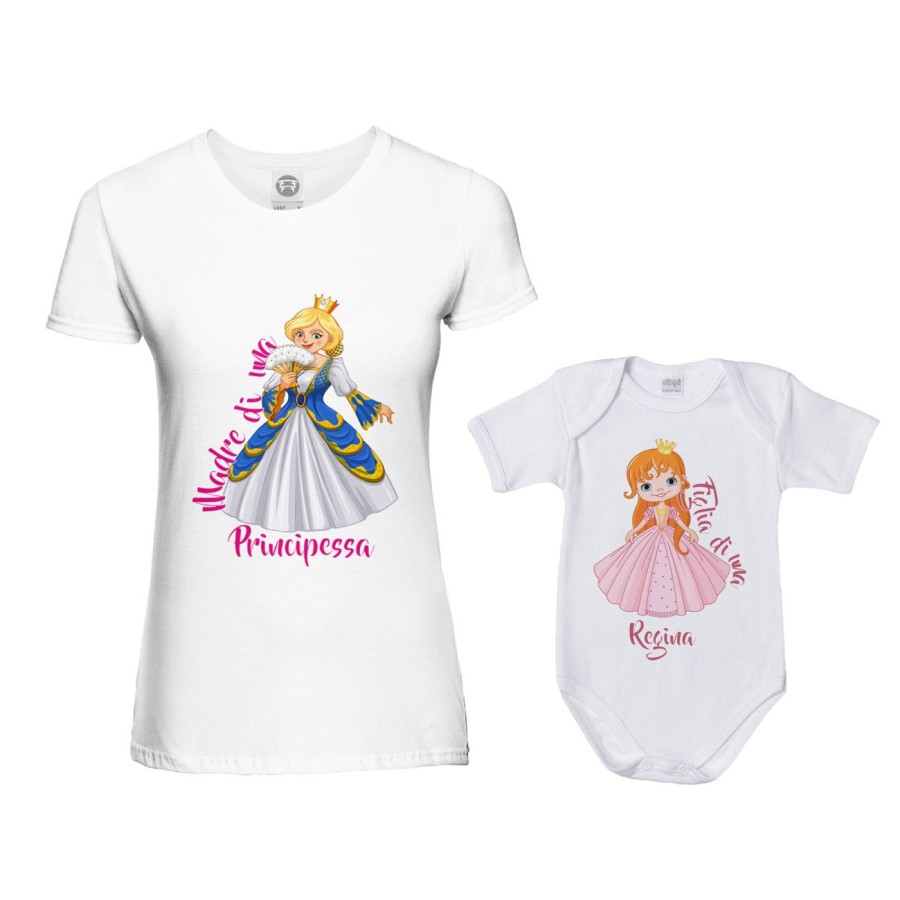Coordinato t-shirt e body neonata madre figlia madre di una principessa figlia di una regina Per la mamma