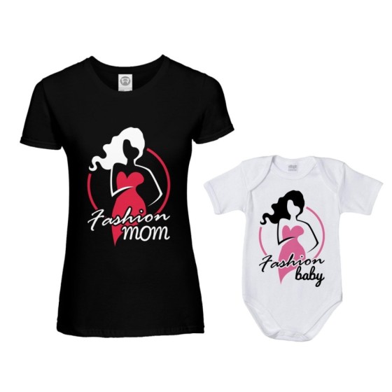 Coordinato t-shirt e body neonata madre figlia fashion mom fashion baby Per la mamma