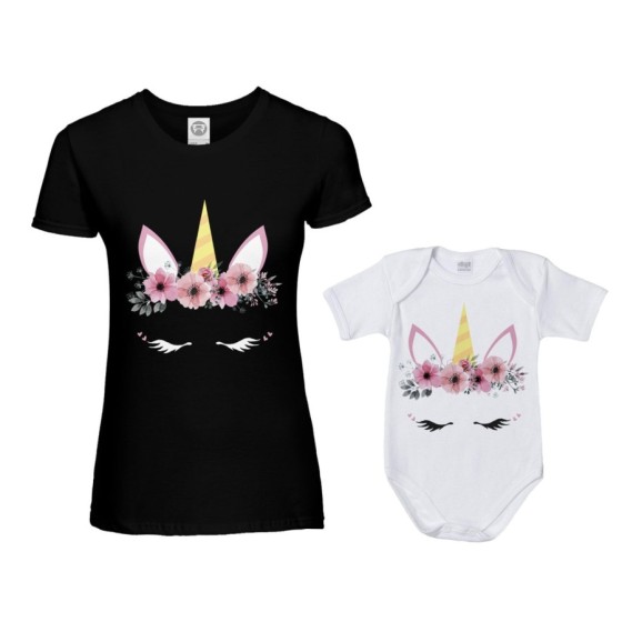 Coordinato t-shirt e body neonata madre figlia colorful unicorn Per la mamma 2