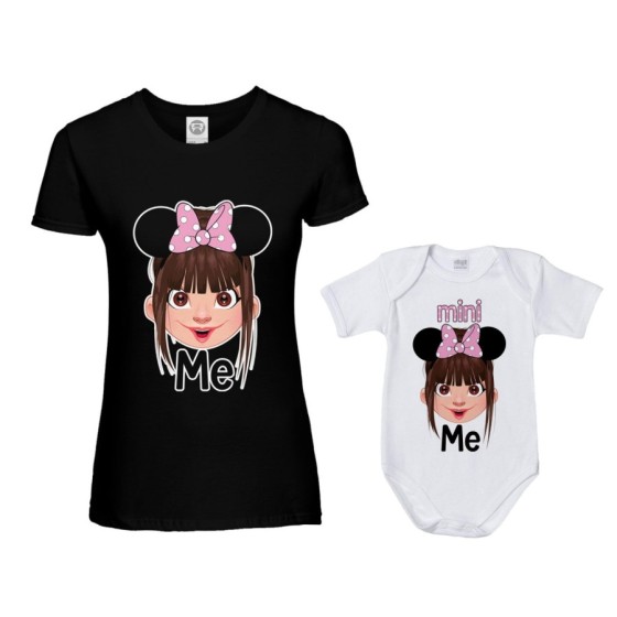 Coordinato t-shirt e body neonata madre figlia me mini minnie mouse Per la mamma