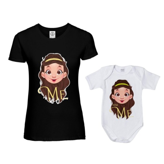Coordinato t-shirt e body neonata madre figlia me bella mini bella Per la mamma