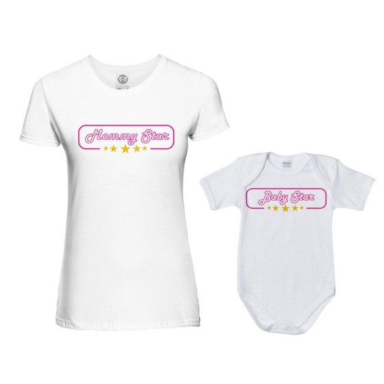 Coordinato t-shirt e body neonato madre figlio mommy star mommy's bodyguard baby star Per la mamma 2